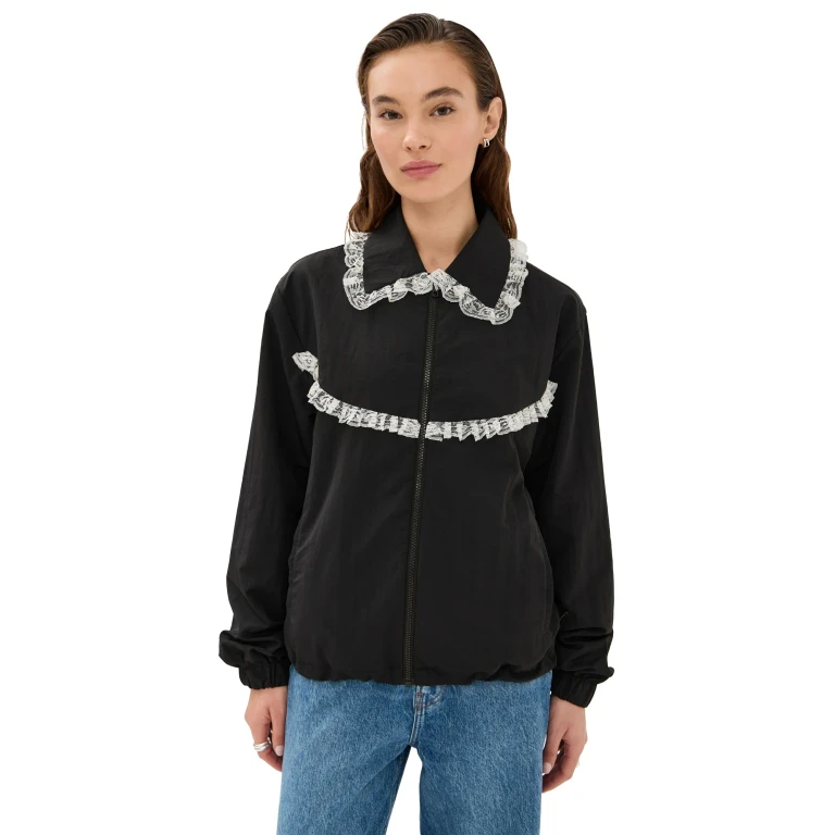 Tanner Fletcher Archie Lace Trim Track Jacket Black 1