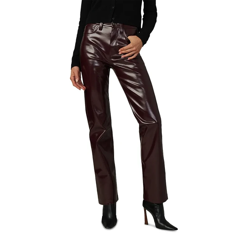 Joe's Jeans The Patent High Rise Faux Leather Jeans in Bordeaux