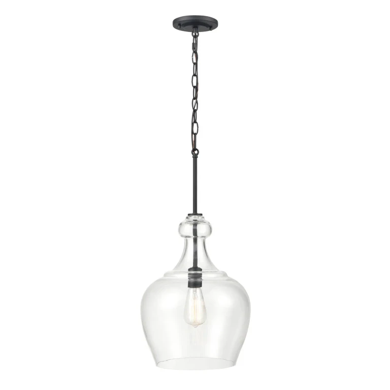 Matte Black One Light Pendant from the Corra Collection