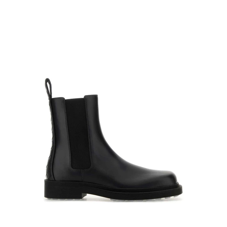 Bottega Veneta Black Leather Chelsea Ben Ankle Boots