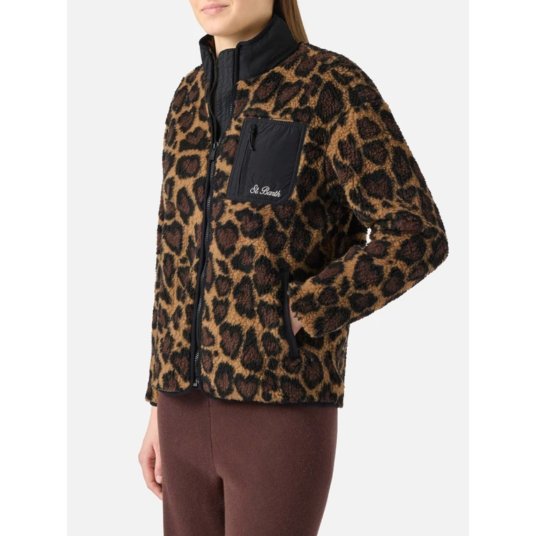 MC2 Saint Barth Teddy-fleece Jacket Keystone With Leopard Print