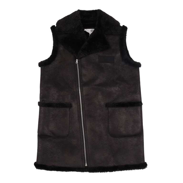 Mm6 Maison Margiela Kids Jackets Black Short Puffer - Kids