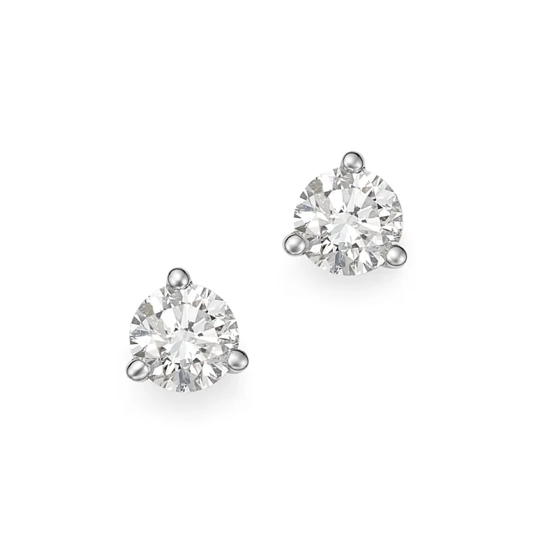 Diamond Stud Earrings in 14K White Gold 3-Prong Martini Setting, 0.60 tcw