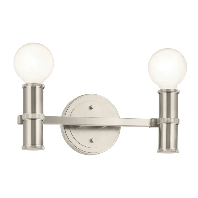 Brushed Nickel Two Light Bath from the Torche Collection