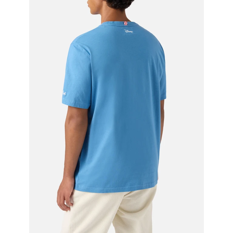 Mc2 Saint Barth Arnott Cotton T-Shirt Air Force Blue With Scrooge Mcduck Problem Solver Embroidery Disney Special Edition - Men