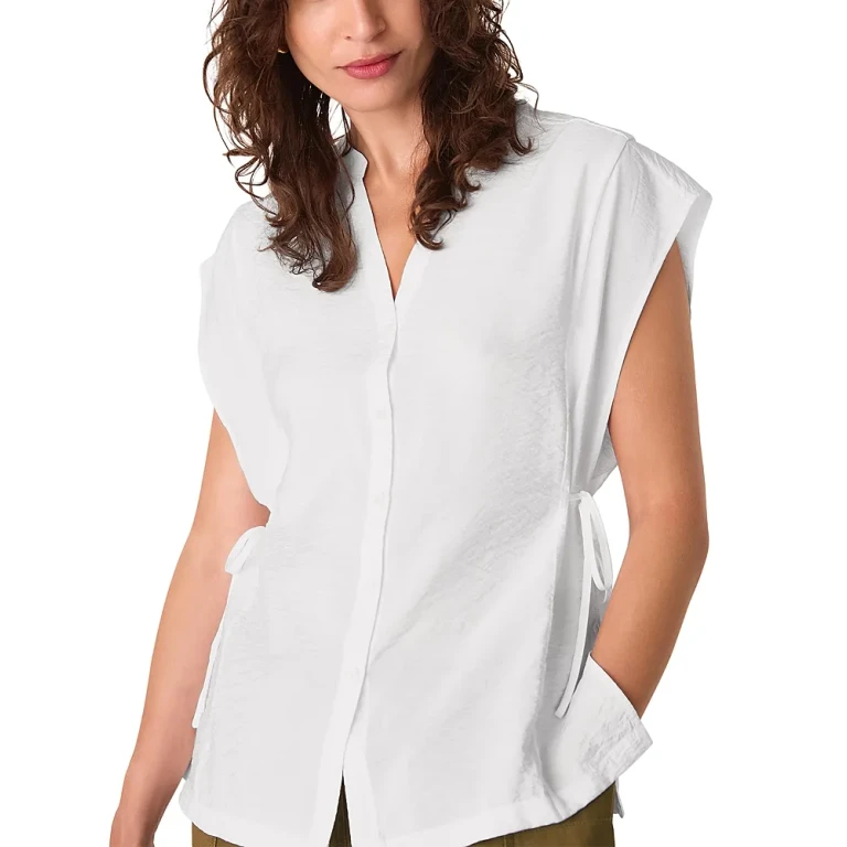 Whistles Button Down Tie Side Blouse