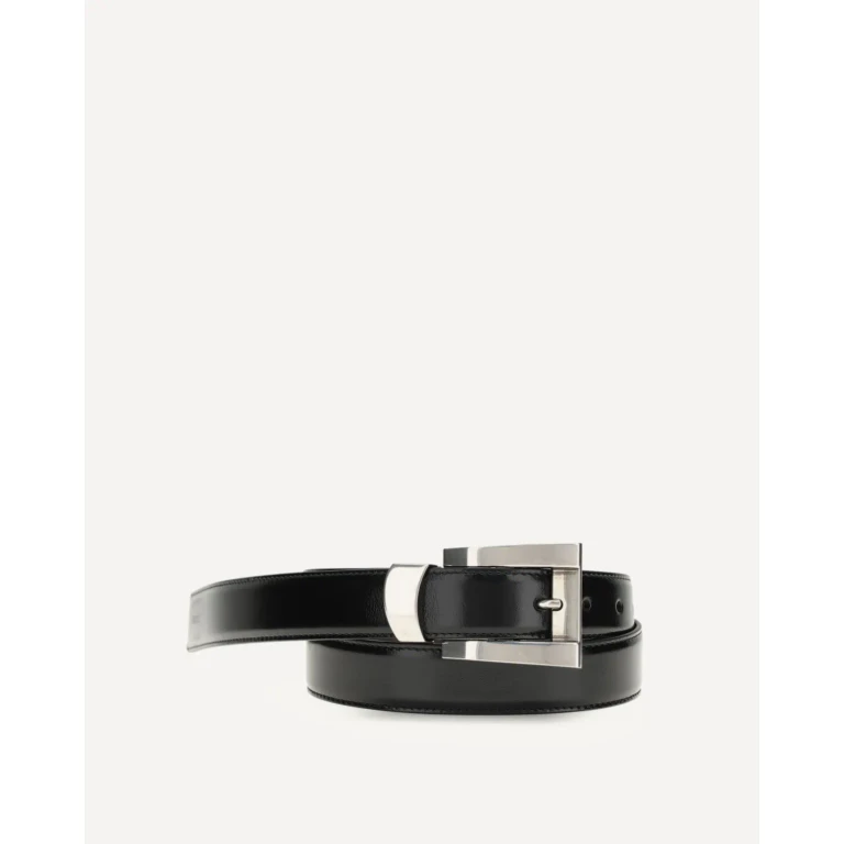 VERSACE Leather belt with logo print Woman 80