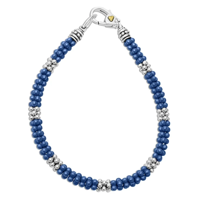Lagos Sterling Silver Ultramarine Ceramic Caviar Bead Statement Bracelet