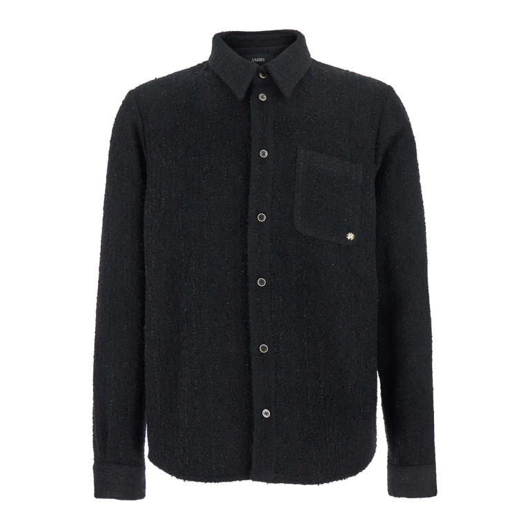 AMIRI Black Shirt With Classic Collar And Logo Plaque On The Front In Fabric Man