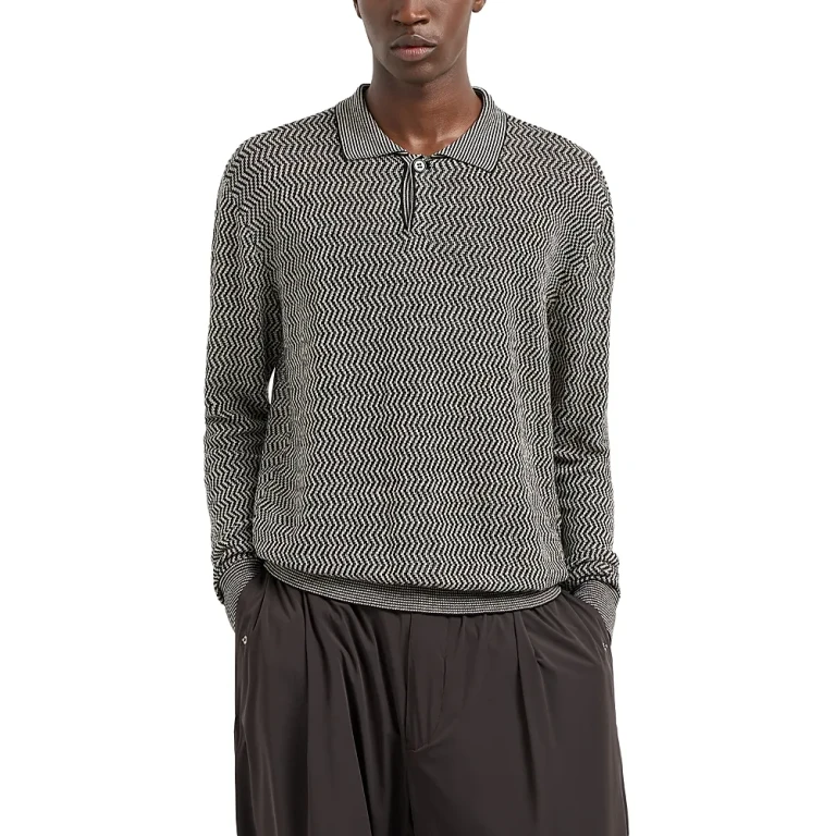 Emporio Armani Linen Blend Polo Sweater