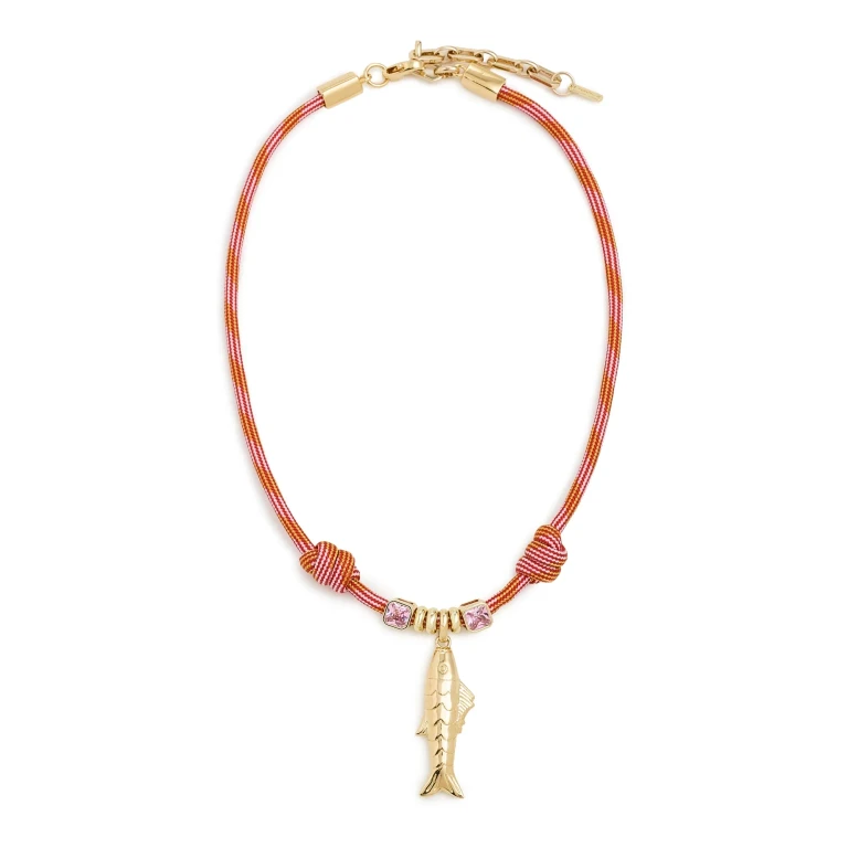 Martha Calvo Largo Fish Necklace Pink/Gold One Size