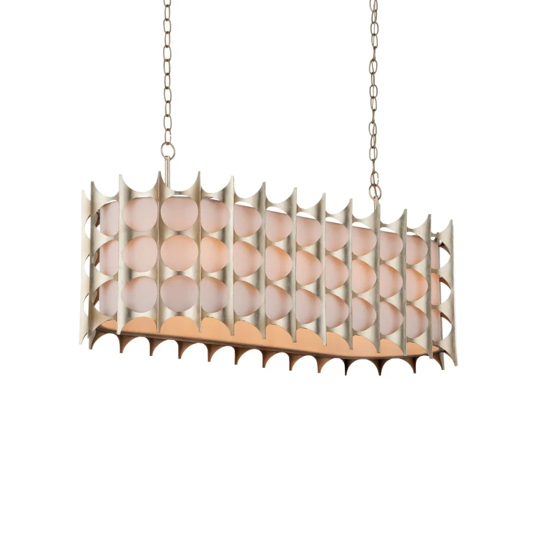 Contemporary Silver Leaf Chandelier from the Bardi Collection