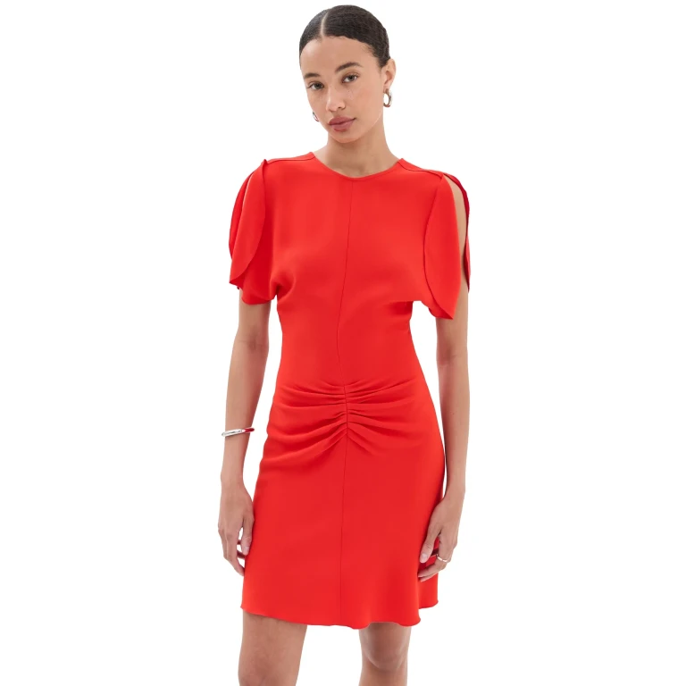 Victoria Beckham Gathered Waist Mini Dress Red 12