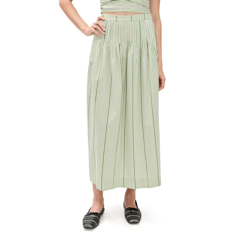 Hill House Home The Ame Skirt Green Jacquard Stripe M