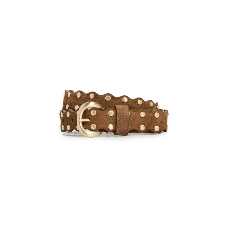 Madewell Studded Scalloped Belt In Suede Dried Acorn Suede L