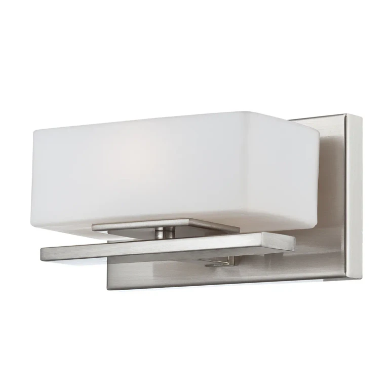 Satin Platinum One Light Wall Sconce from the Meridian Collection