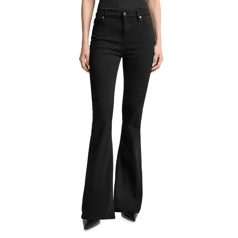 7 For All Mankind High Rise Ali Flared Leg Jeans in Black