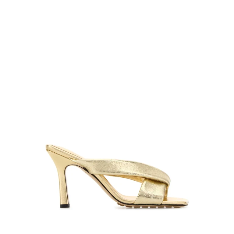 Bottega Veneta Gold Leather Niva Mules