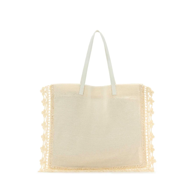 JW Anderson Ivory Crochet Shopping Bag Offwhite Exterior: Fabric Borse A Mano - Women