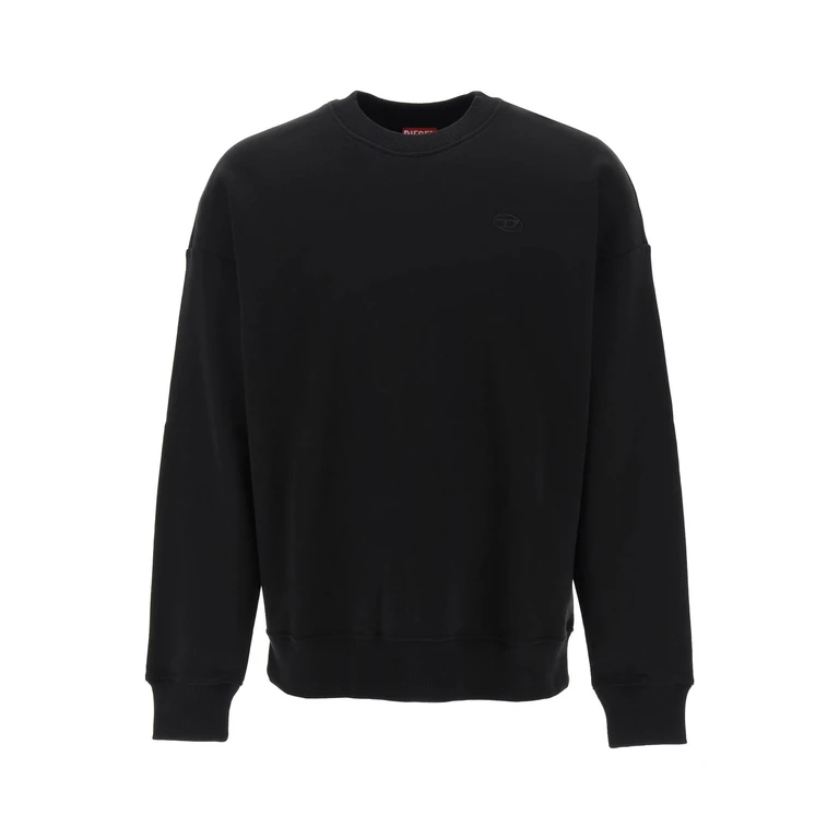 Oval D Logo Cotton Crewneck Jumper with Dropped Shoulders (A204460BKBW900)