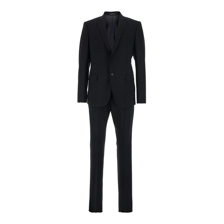 Emporio Armani Single-breasted Suit With Notched Revers In Black Wool For Men