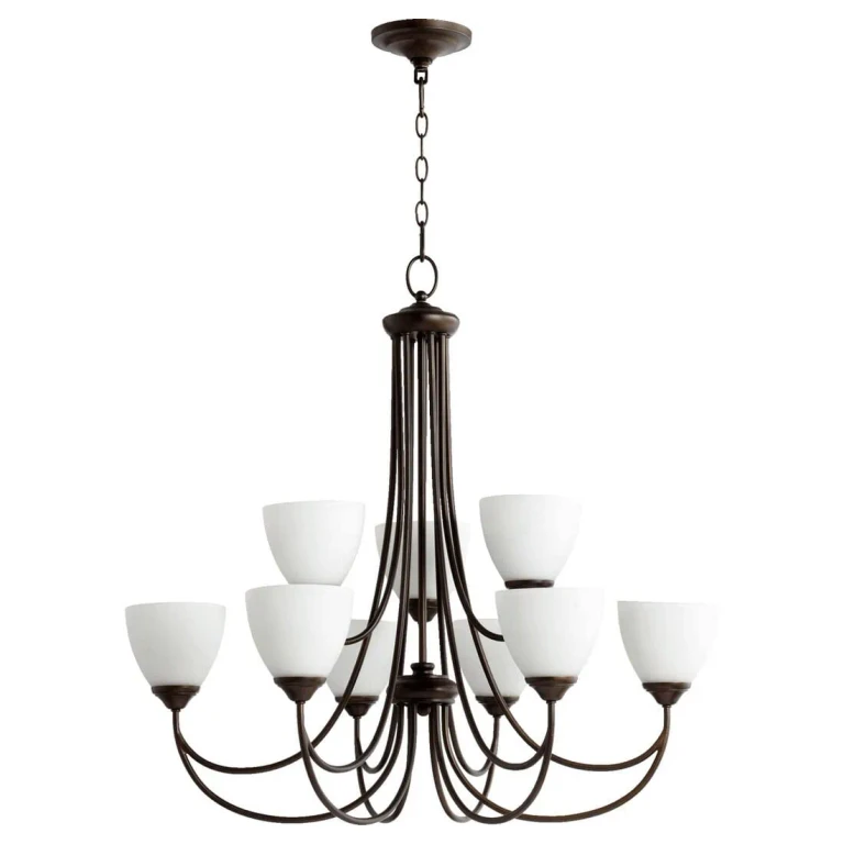 Quorum Brooks 9-Light 32" Transitional Chandelier in Oiled Bronze