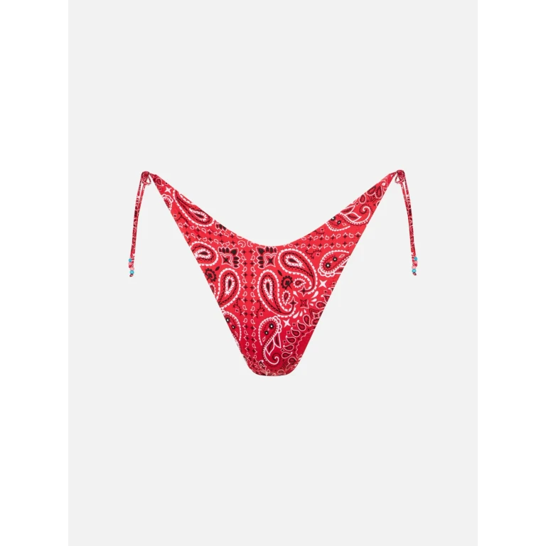 MC2 Saint Barth Red Norah Bandana Print Cheeky Swim Briefs With Charms