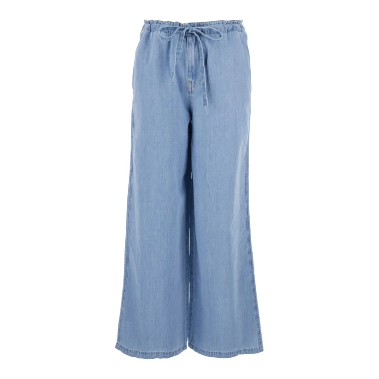 AG Jeans kali Light Blue Jeans With Wide Leg And Drawstring On The Front In Denim For Women