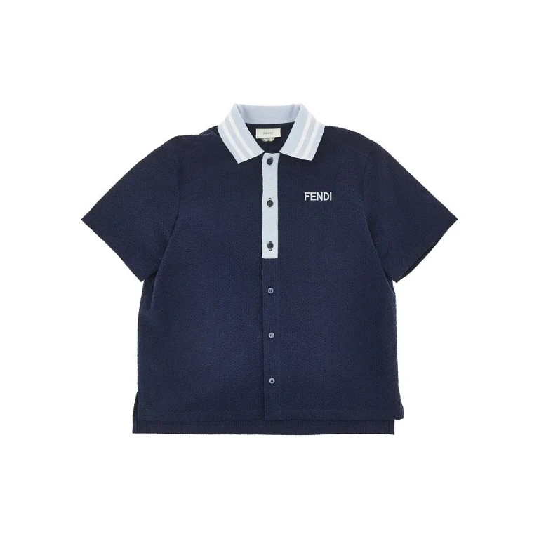 FENDI Cotton seersucker shirt with logo Kids 8Y