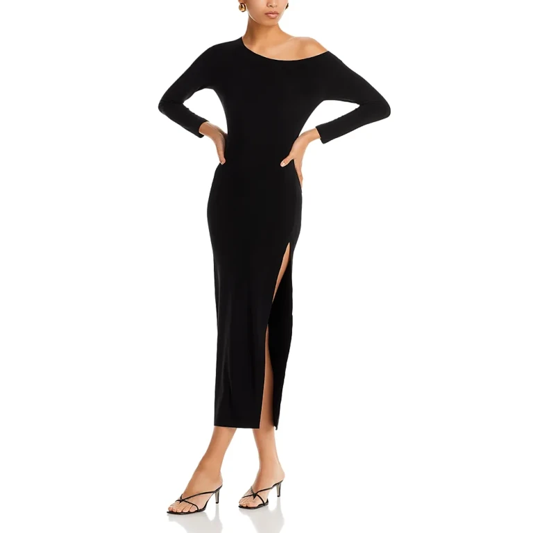 Norma Kamali Asymmetric Side Slit Midi Dress