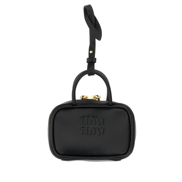 Miu Miu Black Leather Beau Keyring Necessaire