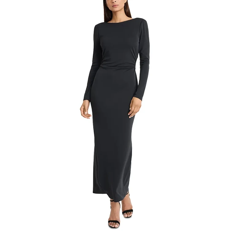 Donna Morgan Boat Neck Long Sleeve Dress