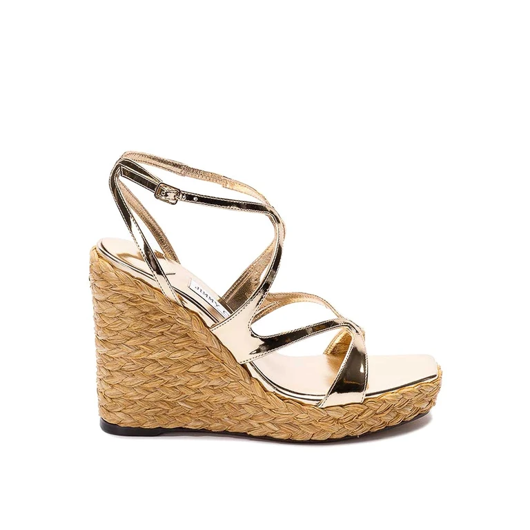 Jimmy Choo 110mm Ayla Keilsandalen aus Bast