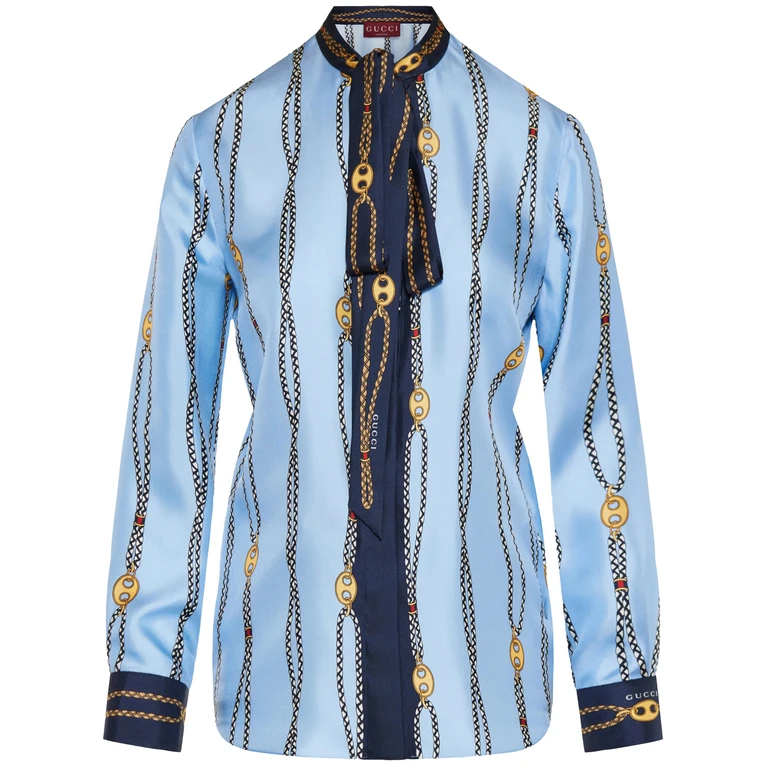 Gucci Shirt Marina Waves Blue Camicia - Women