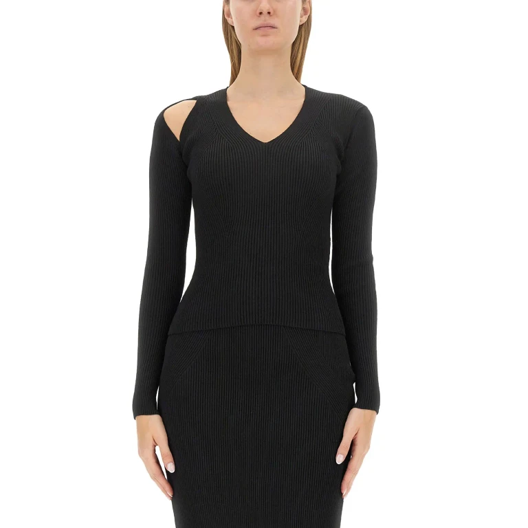 Maglione Alexander McQueen a coste con spalle scoperte