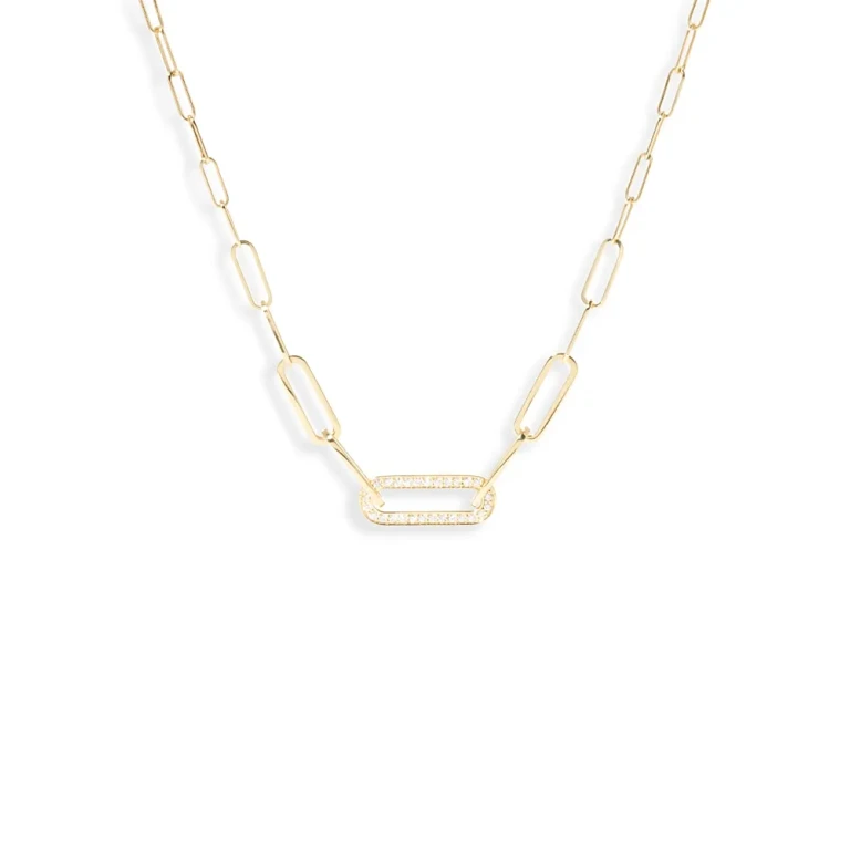 Dinh Van 18K Yellow Gold Maillon Diamond Pave Link Pendant Necklace, 16.93