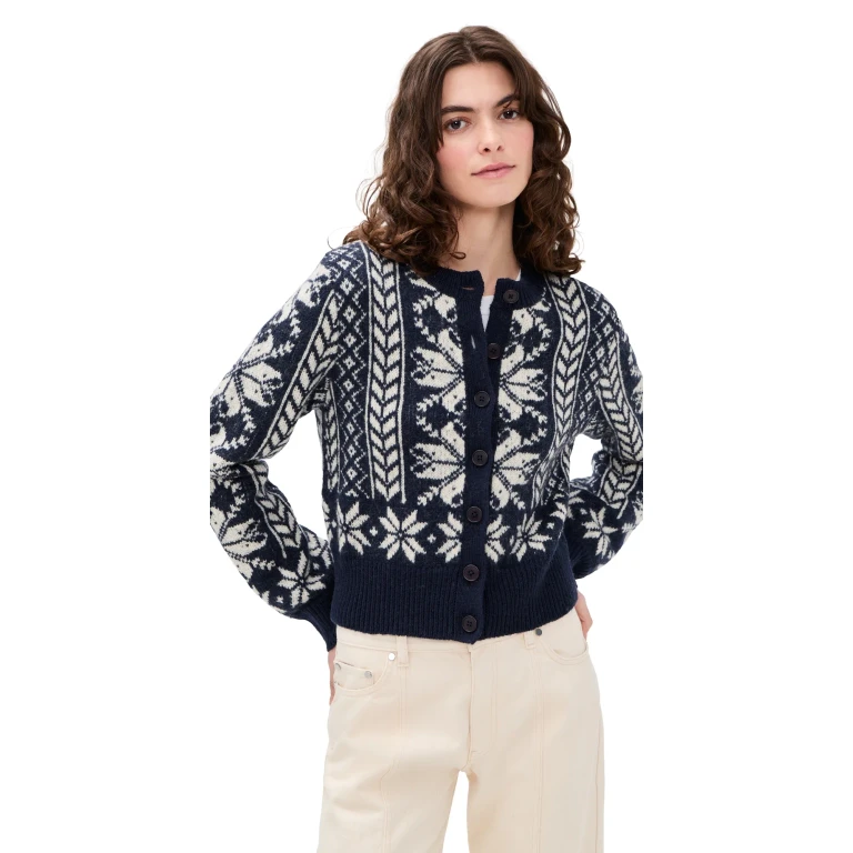 Madewell Fair Isle Cardigan Jacket Navy/Ivory XXL
