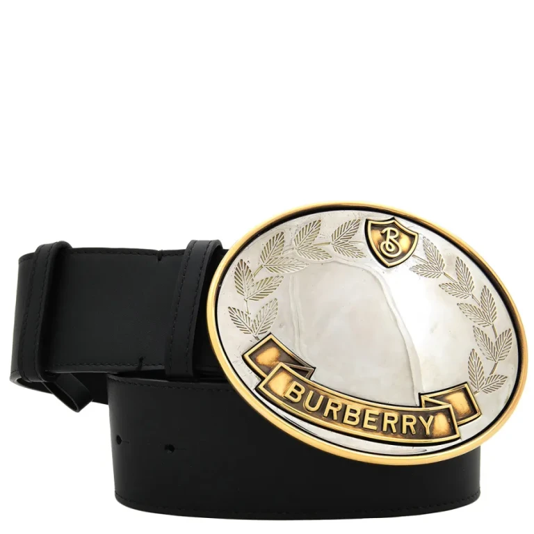 Burberry Oak Leaf Crest Leather Belt