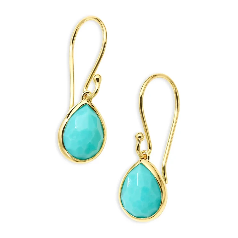 Ippolita 18K Yellow Gold Rock Candy Turquoise Teeny Teardrop Earrings