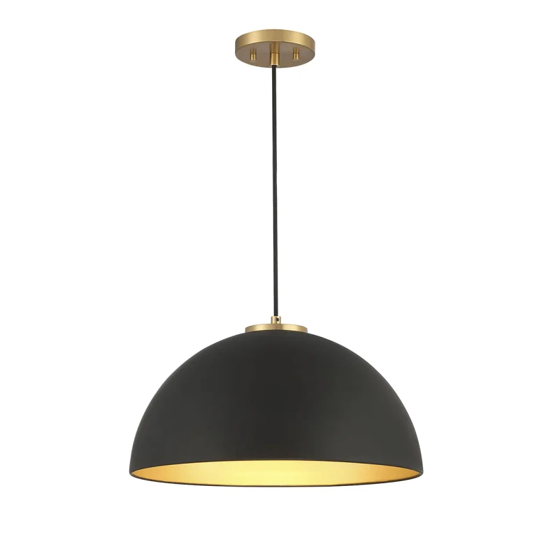 Trade Winds Hazel 1-Light Pendant in Matte Black with Natural Brass - TW7224MBKNB