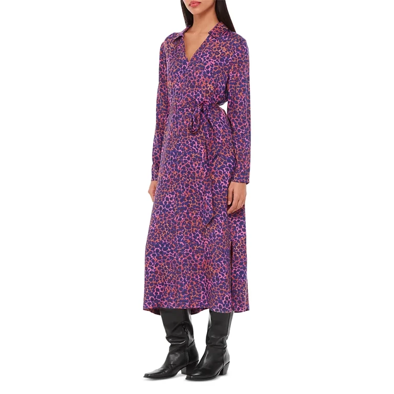 Whistles Mottled Leopard Print Midi Dress