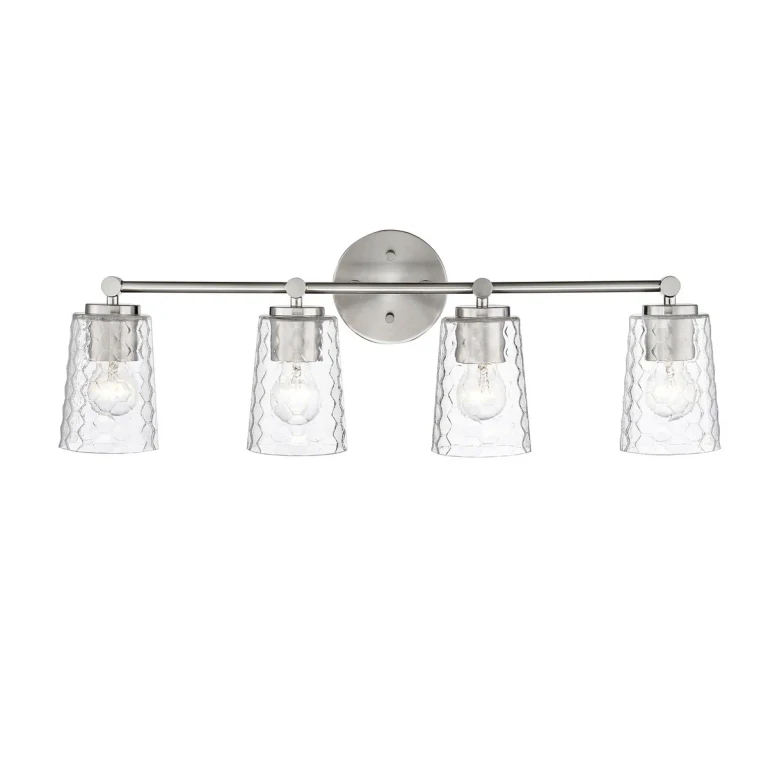 Brushed Nickel Four Light Vanity from the Ashli Collection