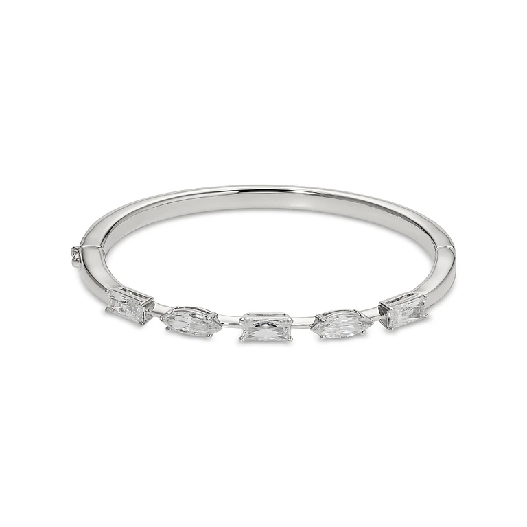 Nadri Rare Jewels Cubic Zirconia Bangle Bracelet in Rhodium Plated
