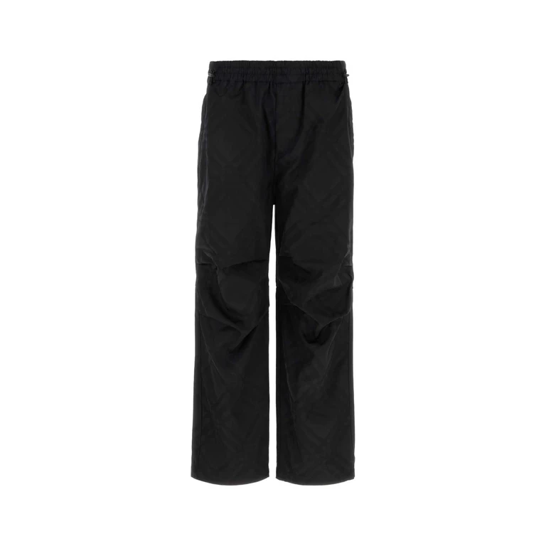 Burberry Black Nylon Pant Blackipcheck Exterior: Pantaloni - Men