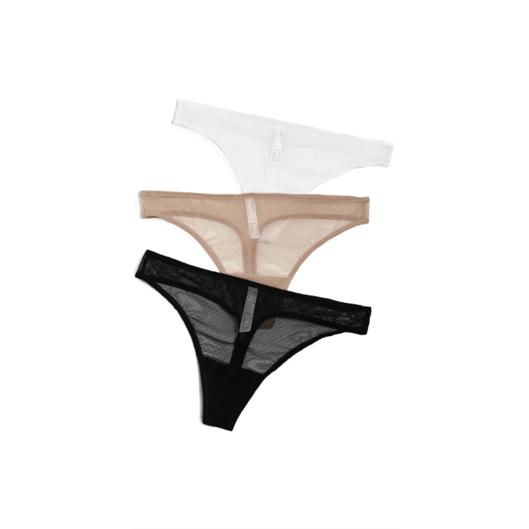 Skarlett Blue Jolie Lacy Thong Panties 3 Pack Black/White/Nylon XL