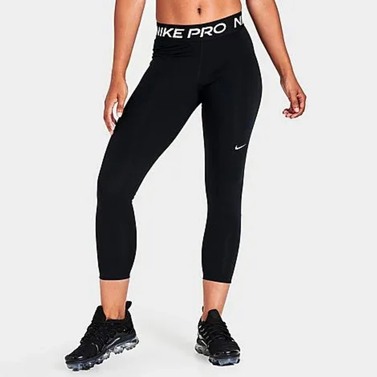 Nike Women's Pro 365 Mid-Rise Crop Leggings in Black/White Size: XXS