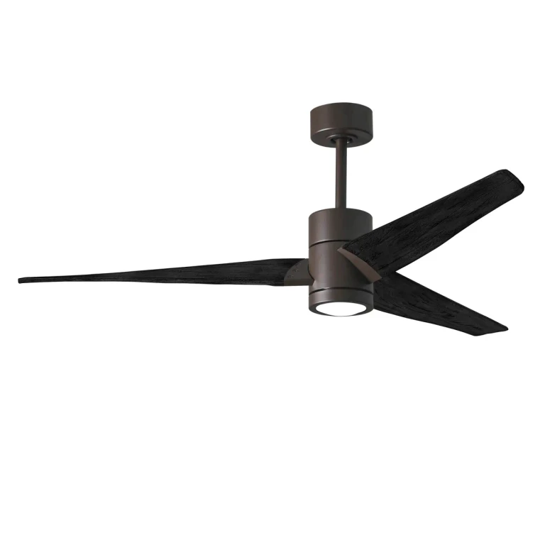Super Janet 6-Speed DC 60" Ceiling Fan w/ Integrated Light Kit in Textured Bronze with Matte Black blades
