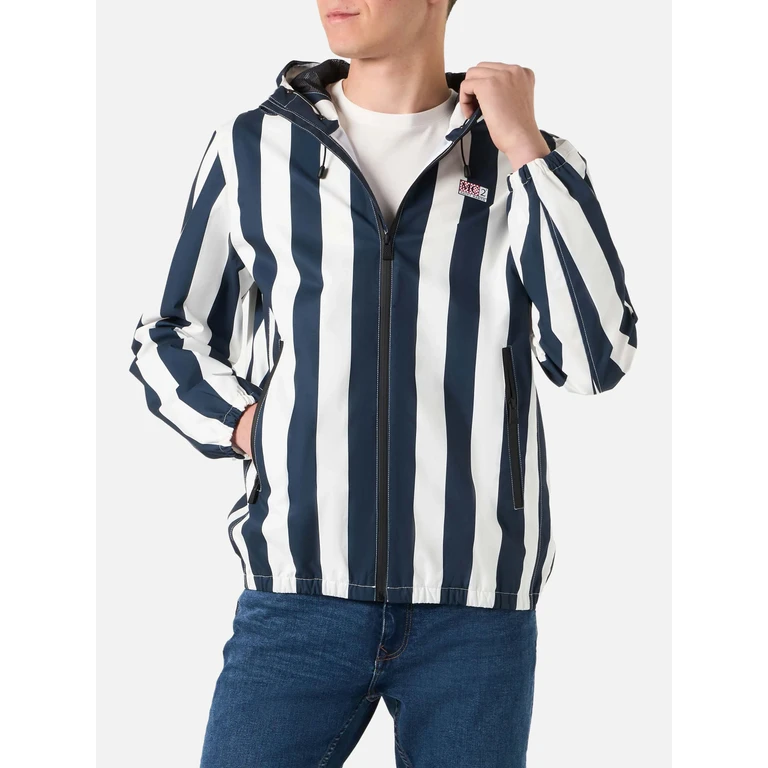 MC2 Saint Barth Man Hooded Lightweight Windbreaker With Striped Print