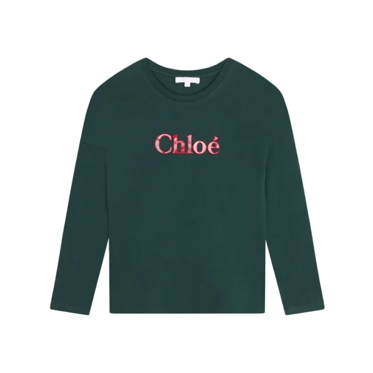 Chloe Girls Logo-Embroidered Long-Sleeved Cotton T-Shirt