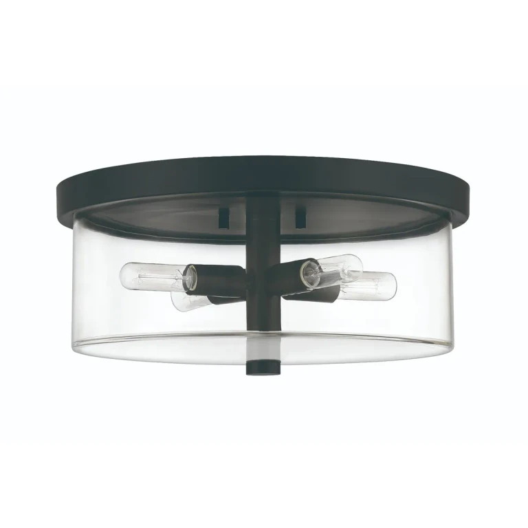Flat Black Four Light Flushmount from the Hailie Collection